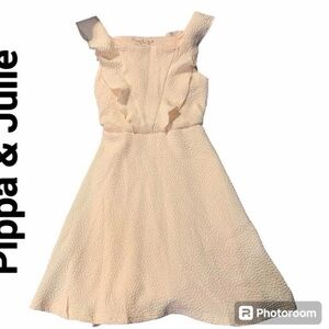 PIPPA & JULIE Blush Pink Dress size 10 Ruffles Fit & Flare